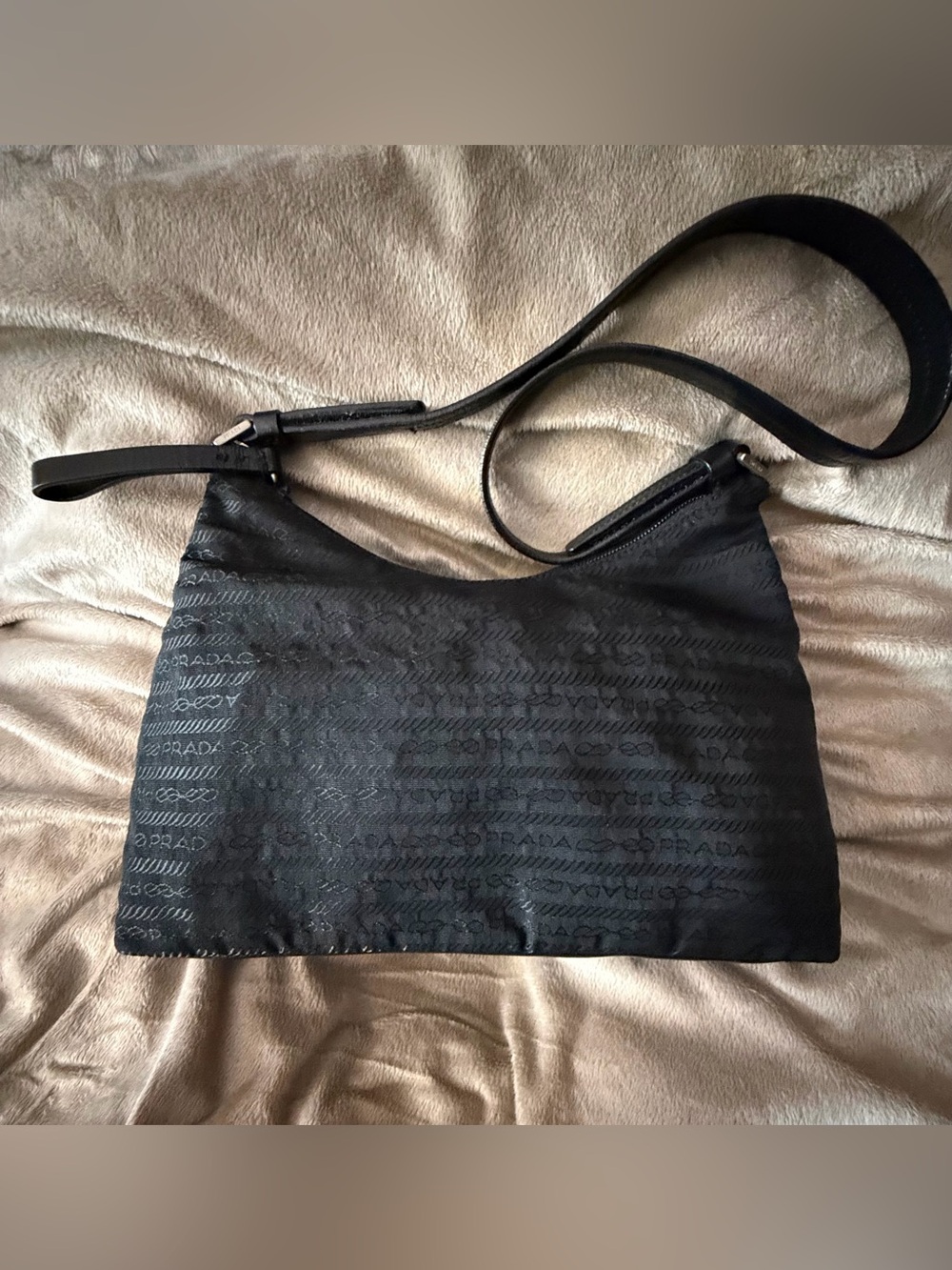 PRADA Tessuto Nylon Pochette, in Signature Logo Design & Matte Silver Hardware - Picture 1 of 14